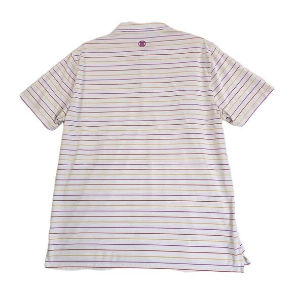 G/FORE Polo Shirt Mens XL White Multicolor Stripe Golf Performance Stretch - Picture 9 of 13